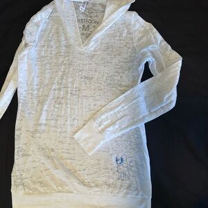 White Hooded Long Sleeve Top by Alluzion